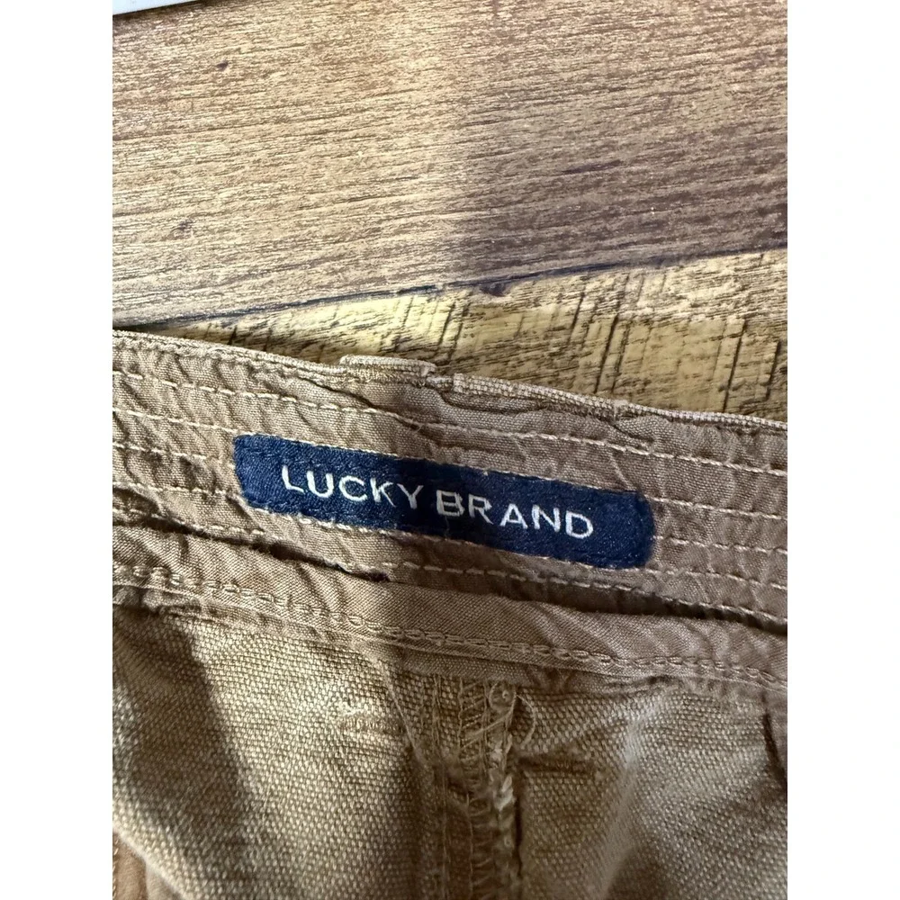 Lucky Brand‎ Cargo Shorts Mens 38 Tan Brown Flap Pocket Utility Drawstring
